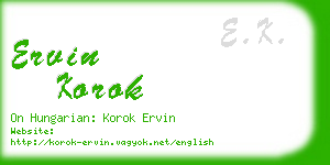 ervin korok business card